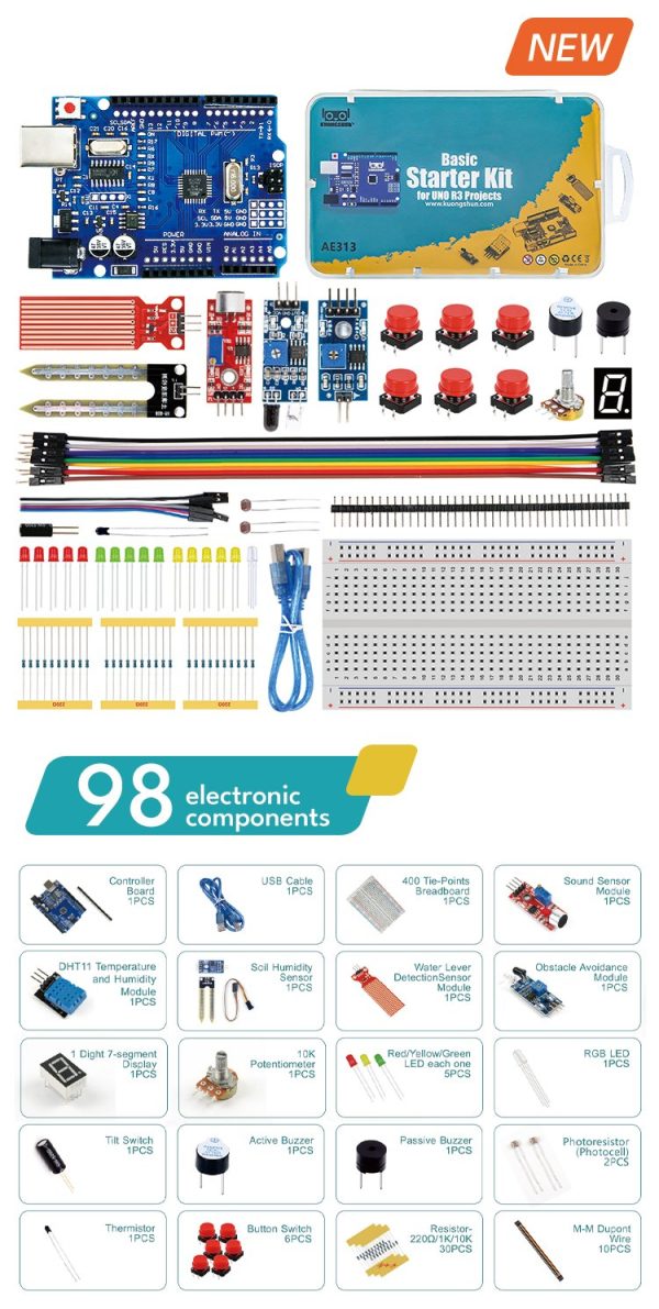 Kit Arduino Uno R3 Basic Starter 98 piezas y sensores - Imagen 8