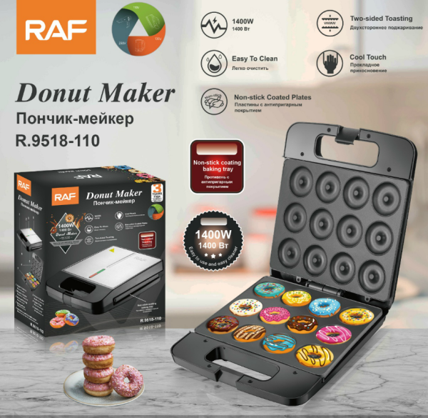 Donut Maker Marca RAF 12 mini donuts - Imagen 2
