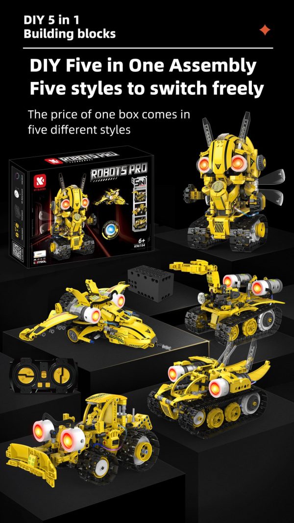 Robot Bumblebee 5 en 1 de 612 piezas con control remoto y APP con programación tipo Scratch - Imagen 9