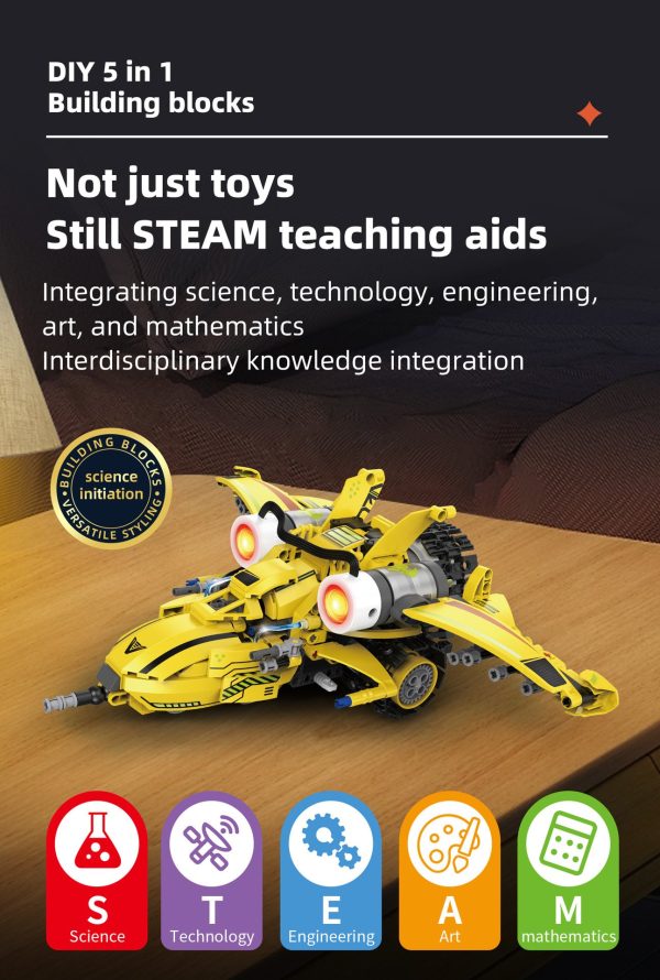 Robot Bumblebee 5 en 1 de 612 piezas con control remoto y APP con programación tipo Scratch - Imagen 5