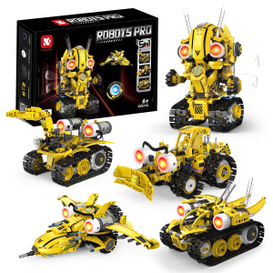 Robot Bumblebee 5 en 1 de 612 piezas con control remoto y APP con programación tipo Scratch