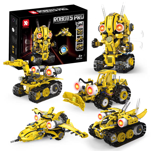 Robot Bumblebee 5 en 1 de 612 piezas con control remoto y APP con programación tipo Scratch