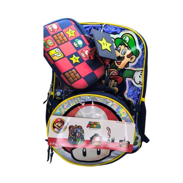 Set Morral Escolar Super Mario Bros 4 piezas