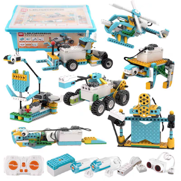 Caja Bloques de Construcción BC-82 con motores y sensores para el aprendizaje de robótica y programación