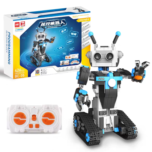 Robot Azul BC-05 de 450 piezas con control remoto y APP con programación tipo Scratch