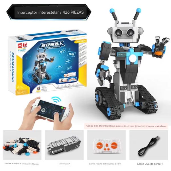Robot Azul BC-05 de 450 piezas con control remoto y APP con programación tipo Scratch - Imagen 2