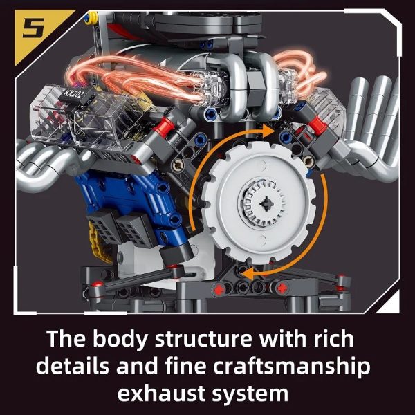 Motor V8 KeeYee World robótico de 665 piezas App - Imagen 9