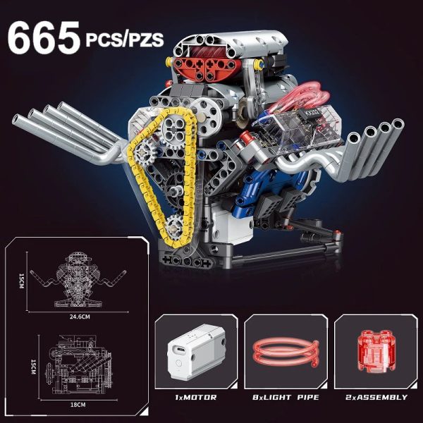 Motor V8 KeeYee World robótico de 665 piezas App - Imagen 3