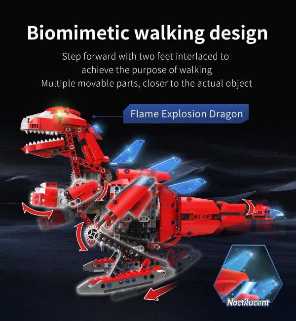 Dinosaurio Robot Rojo 2 En 1 De 745 Piezas Robótica Scratch - Imagen 12