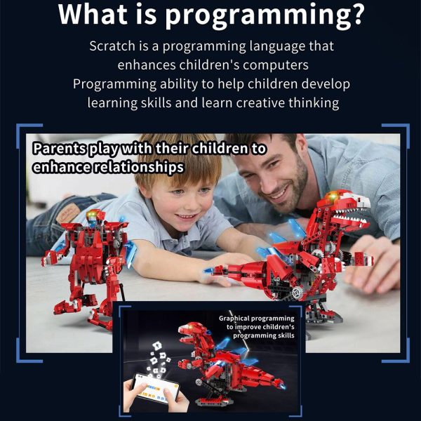 Dinosaurio Robot Rojo 2 En 1 De 745 Piezas Robótica Scratch - Imagen 6