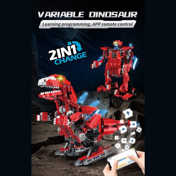 Dinosaurio Robot Rojo 2 En 1 De 745 Piezas Robótica Scratch - Imagen 8