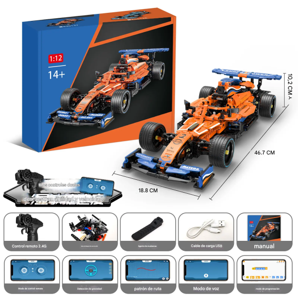 Fórmula 1 McLaren robótico de 1050 piezas, control, App y programación Tipo Scratch KeeYee World