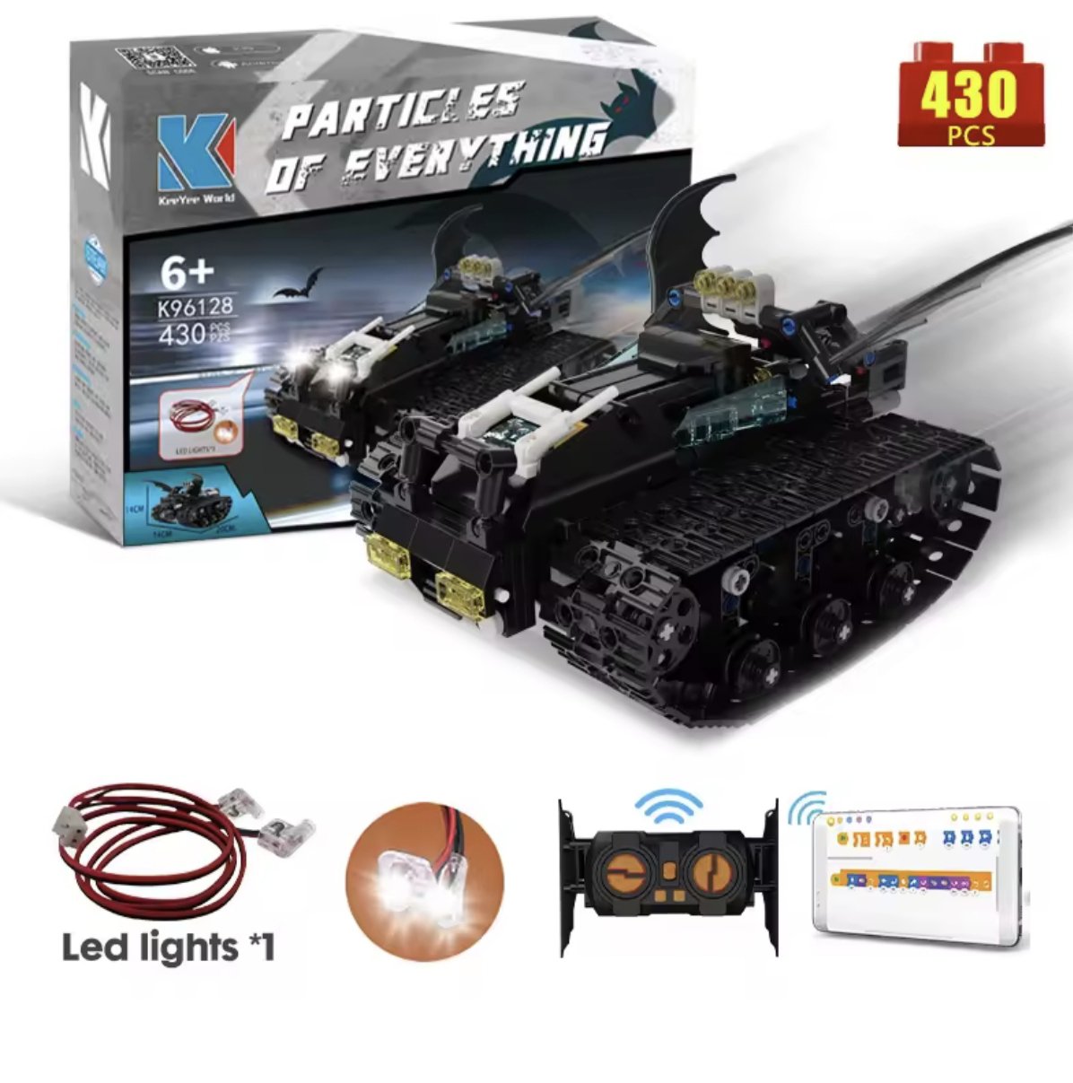 Batimóvil KeeYee World robótico de 430 piezas App y programación Tipo Scratch