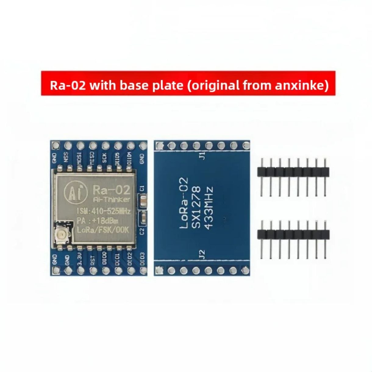 Módulo de Comunicación Inalámbrica LoRa Ra-02 SX1278 (433MHz) con Placa Base - Imagen 2