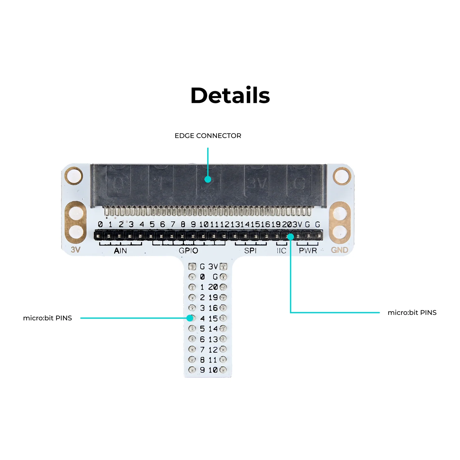 Placa de Expansión GPIO Tipo T para BBC micro:bit - Adaptador para Protoboard / Breadboard - Imagen 3