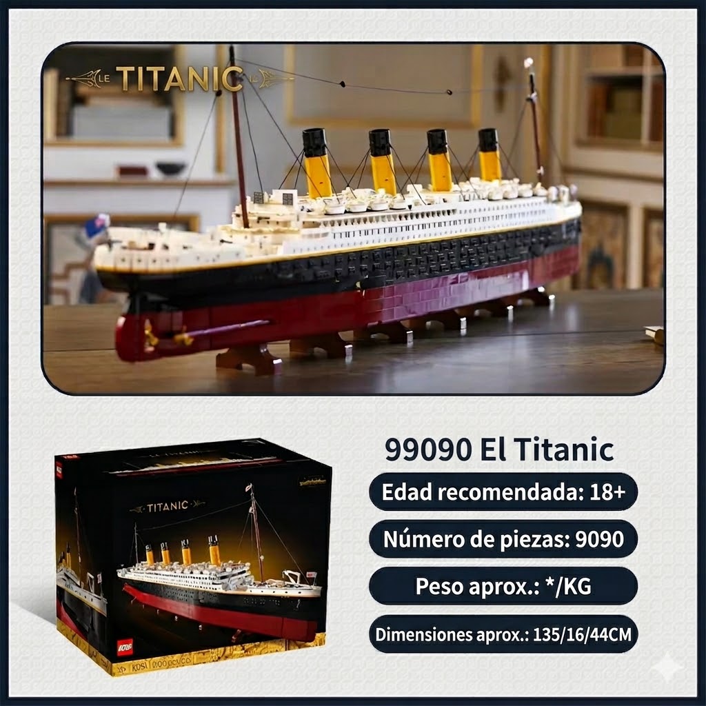 Transatlántico Titanic a Gran Escala De 9.090 Piezas incluye luces - Imagen 2