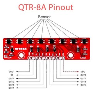 Sensor Seguidor de Línea Infrarrojo de 8 Canales QTR-8A – Arreglo de Reflectancia para Robótica de Competición y STEM
